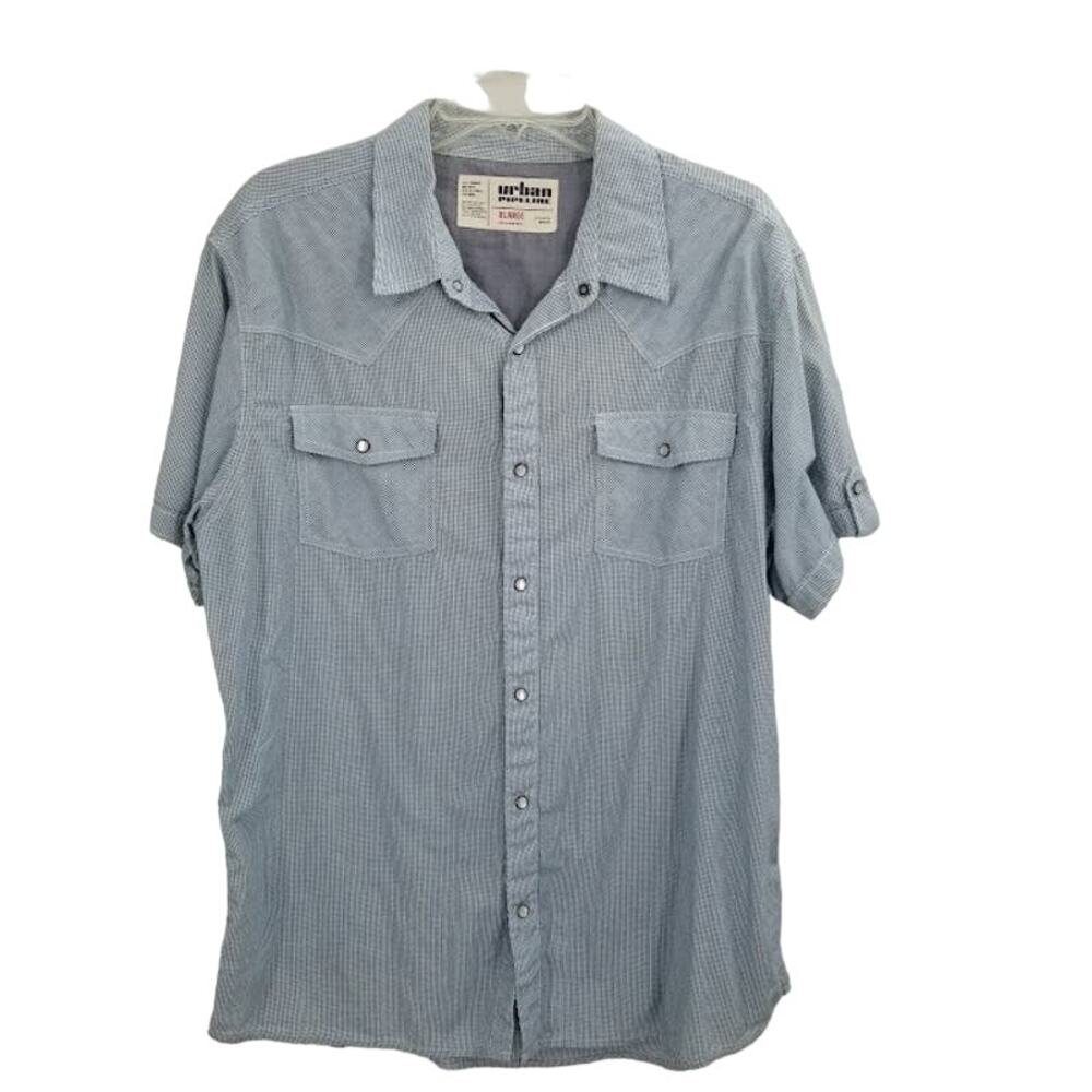 Urban Pipeline Vintage Pearl Snap Button Up Short Sleeve Shirts Extra Large XL